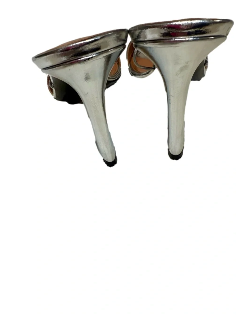 Metallic Leather D'Accori Slides Silver 38 Italian Made